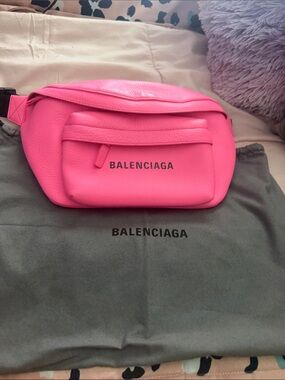 Balenciaga Hot Pink Leather Crossbody Belt Bag